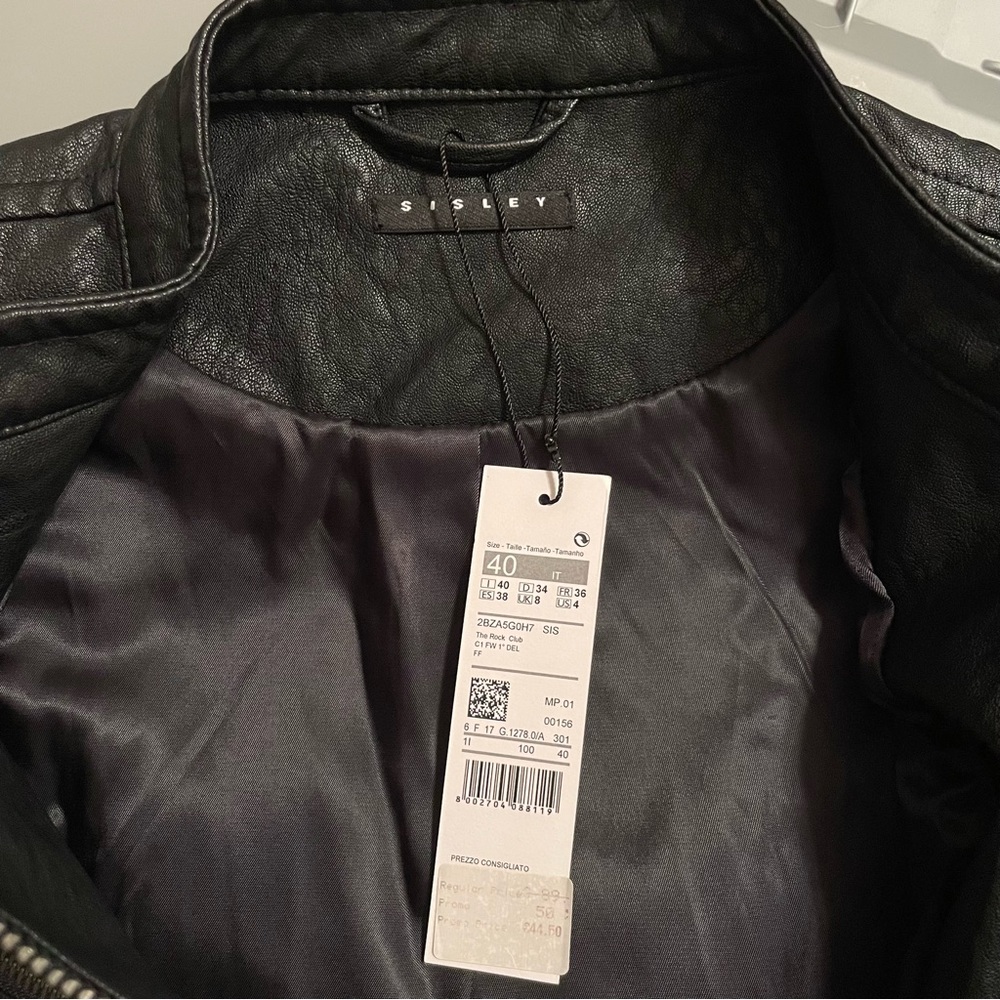 NWT Sisley The Rock Club Faux Leather Fringe Moto Vest Size XS - Picture 9 of 9